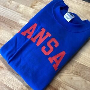 Men's New Agenda Kansas‎  Jayhawks Crew Neck Sweatshirt NWOT Royal Large